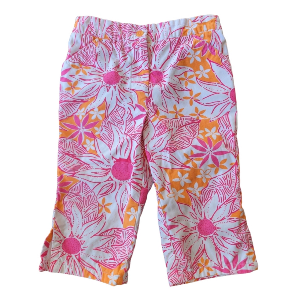 Lilly Pulitzer Raquel Crop Pants Fun In The Sun Tangelo Floral Vintage Girl Sz.5